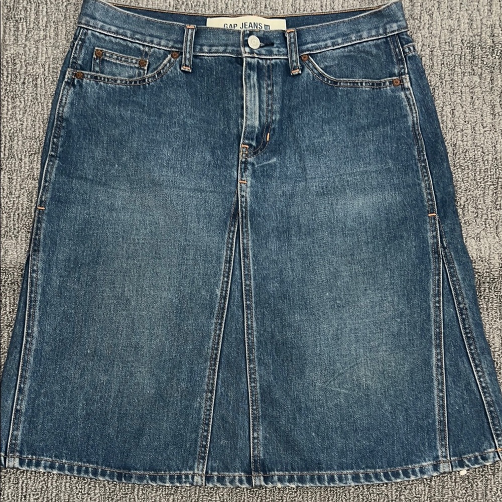 Vintage Y2K Blue Denim GAP JEANS SKIRT - Rivets, Knee Length